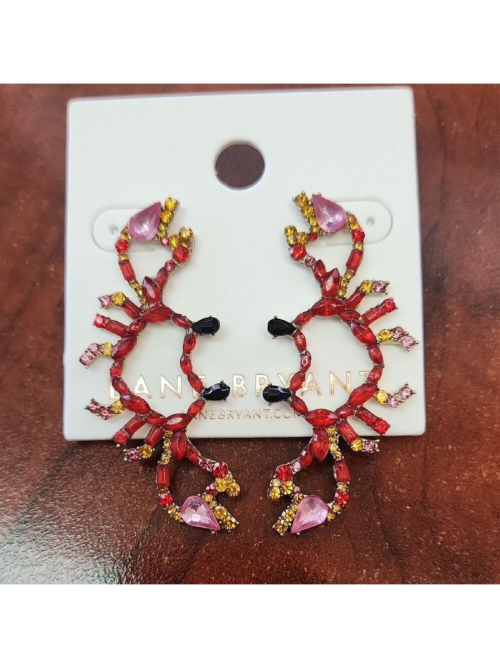 Lane Bryant Vibrant Red Black And Pink Chic Crab Earrings.